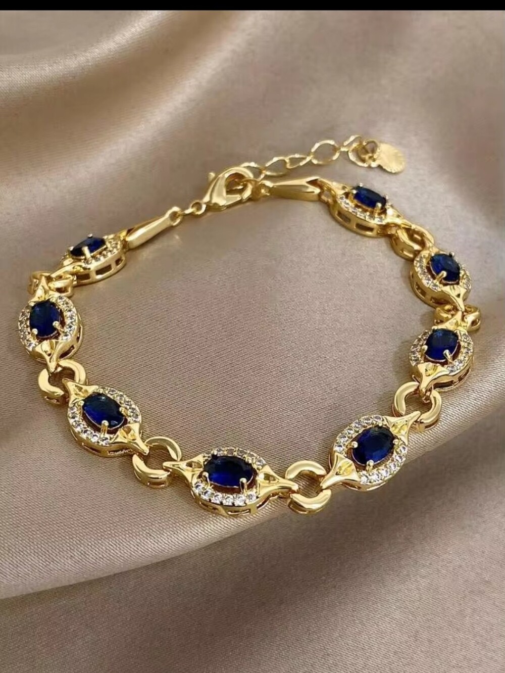 Multicolor Sapphire Bracelet 18k Real Gold Plated, Anti-fading Luxury Vintage - Picture 3 of 11